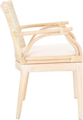SAFAVIEH Home Collection - Gianni Natural & White Wash Solid Wood Rattan Arm Chair, Tropical Coastal Accent Seating for Living Room or Dining Space (SEA4011B)