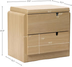 LuxenHome 21" H Modern Nightstand with 2 Drawers, Mid Century Modern Oak Night Stand with Curved Edge, Bedside Table with Storage, Wooden Accent End Table, Small Night Stand for Bedroom, Living Room