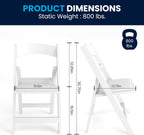 Flash Furniture Hercules Series Folding Chair - White Resin - Set of 4 800LB Weight Capacity Comfortable Event Chair - Light Weight Folding Chair