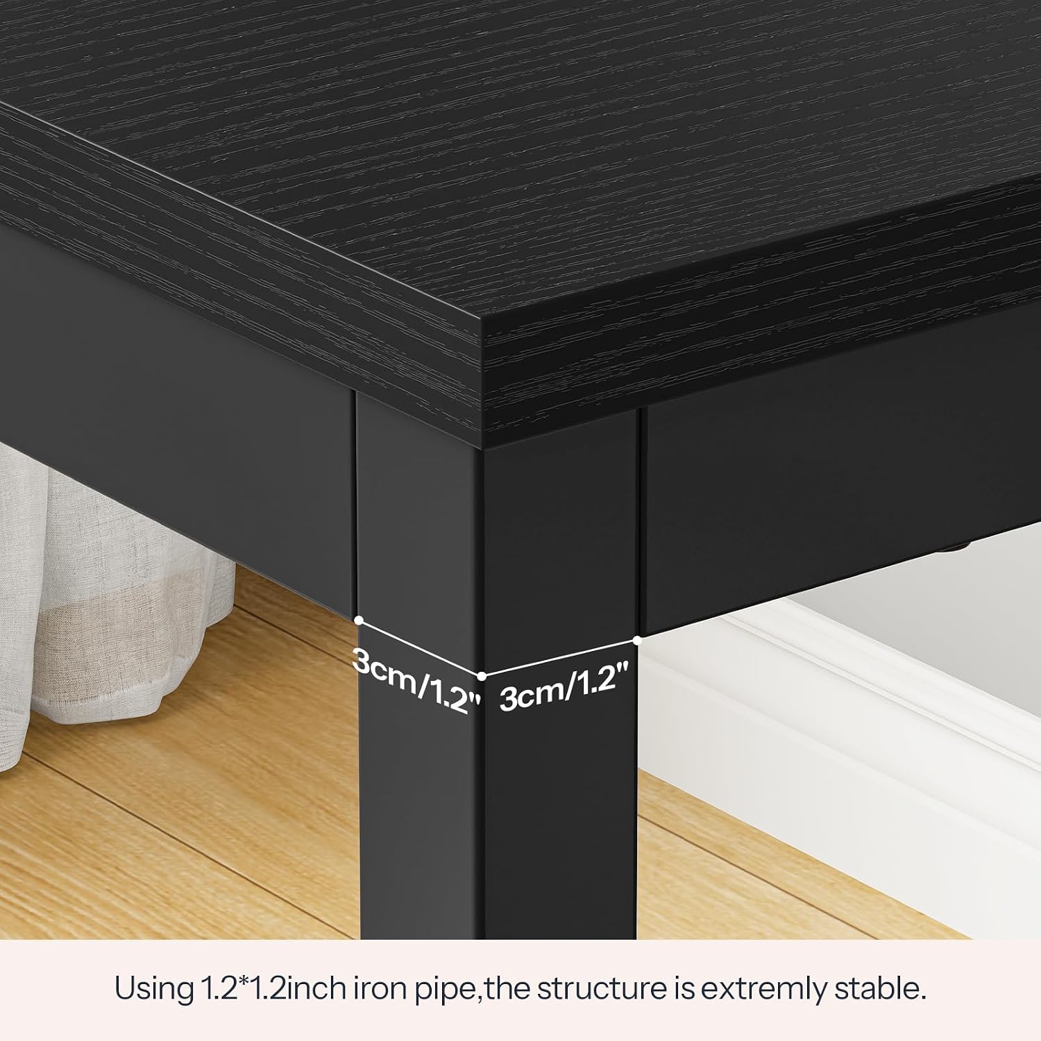 HOOBRO Bar Table and Chairs Set, 47.2" Rectangular Pub Table with 2 Stools for Small Space, 3-Piece Breakfast Stools Set, Sturdy Metal Frame, Easy to Assemble, Black BB52BT01
