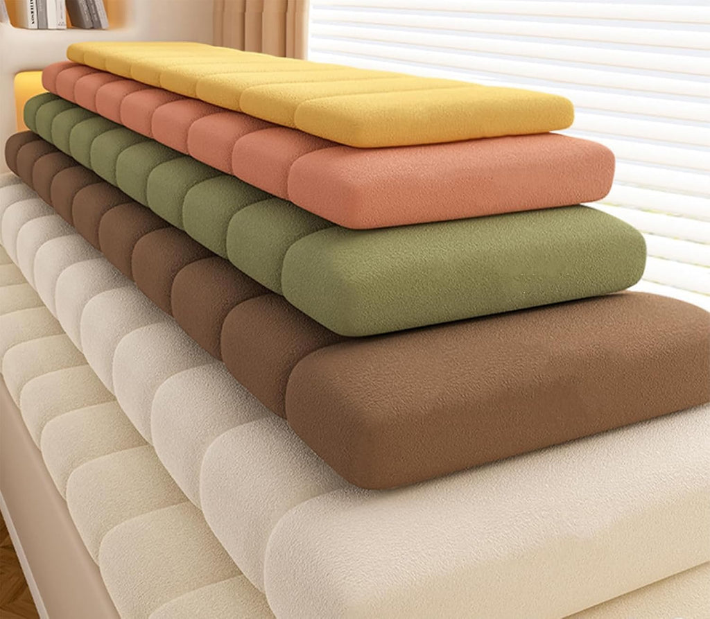 Custom Window Seat Cushions Indoor Waterproof Anti-Cat Scratch Circle Fleece Bay Window Cushion Comfortable Thickened Foam Customized Bench Seating Cushion for Indoor Furniture with Non-Slip Bottom