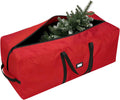 Christmas Tree Storage Bag - Fits Up to 9 Ft Large Artificial Christmas Tree, Heavy Duty 600D Oxford Cloth Xmas Tree Container with Handles & Zipper - Red