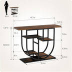 41.3-inch Entryway Console Table, Industrial-Style Sofa Table with Storage, Side Table with Shelves, Suitable for Entrances, Hallways, Foyers, and Entryways, Metal Frame, Vintage Brown