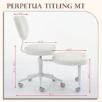 Ergonomic Cross Legged Office Chair with Wheels, Criss Cross Chair with Plus Cushion, 360° Swivel Meditation Chairs, ADHD Chairs with Height Adjustable Seat, Lumbar Back Support, Teddy Fabric, Ivory