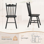 LUE BONA Black Dining Chairs Set of 6, Windsor Wooden Dining Chair with Thickened Backrest, Morden and Mid Century Kitchen Chairs for Dining Room Farmhouse, Weight Capacity 350 lbs