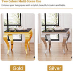 Square Glass End Table, 23" Modern Side Table with Black Tempered Glass Top and Gold Mirror-Finished Stainless Steel S-Shaped Legs, Modern Luxury End Table for Living Room or Bedroom