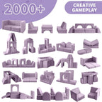 wanan Kids Couch 10PCS, Modular Kids Play Couch for Playroom Bedroom, 10 in 1 Multifunctional Kid Sofa for Playing, Creativing, Sleeping, Indoor Toddler Couches for Boys and Girls (Blueberry)