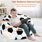 2.2 Ft Soccer Bean Bag Chair for Toddler with Memory Foam Filling, Large Kids Bean Bag Chair with Soft Velvet Cover, Bean Bag Sofa Couch for Living Room, Birthday Gift for Boys Girls, Large