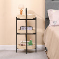 Handwoven Paper Rope Side Table, 3 Tier Oval Storage Shelf, Removable Basket Stand, Metal Frame End Accent Organizer for Kitchen Living Room Bedroom Balcony Picnic Snacks Plants Decor (Natural)