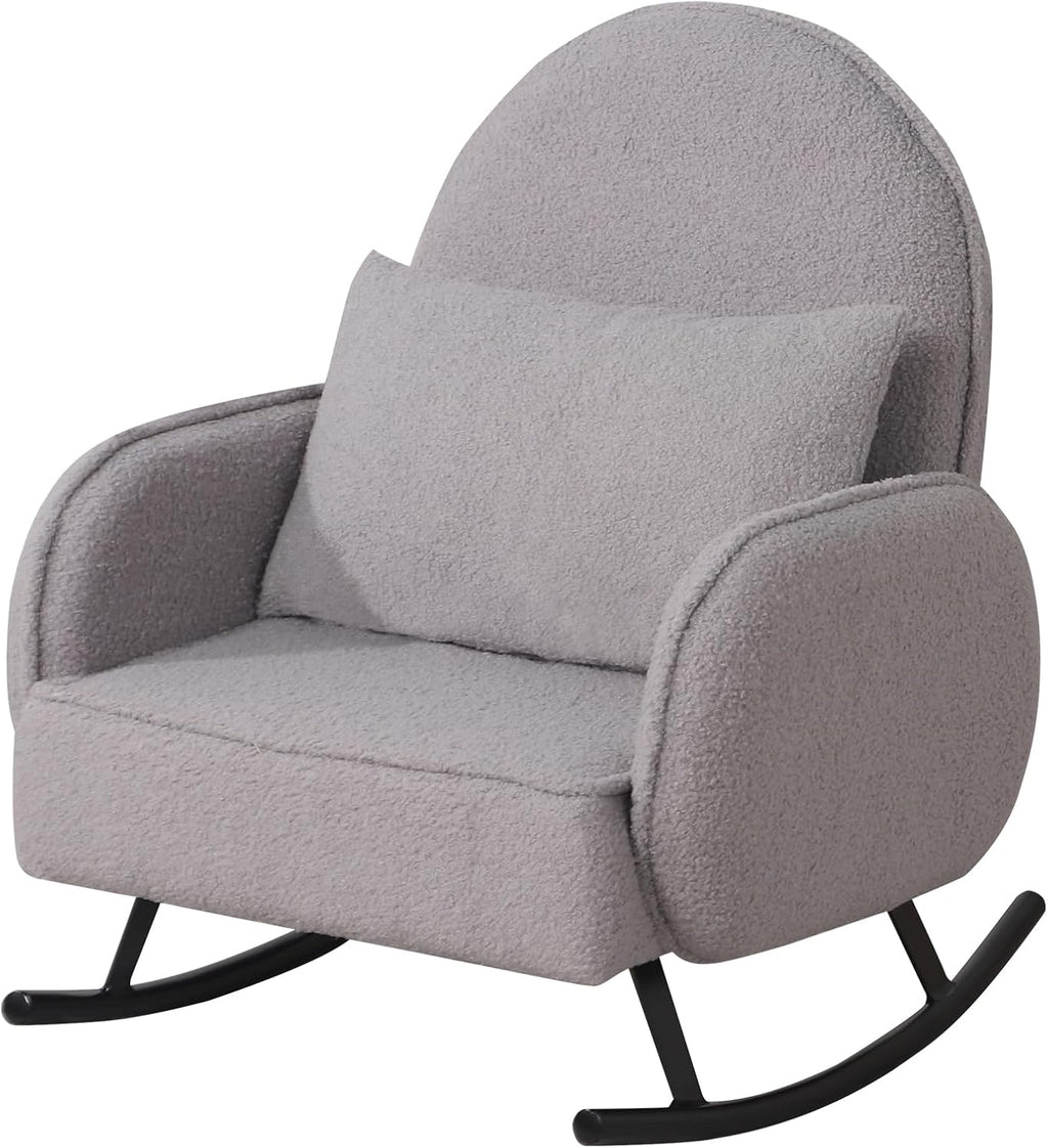 Baby Rocking Chair,Toddler Chair,Kids Chair,Kids Sofa, Shaky Metal Foot and Sherpa Fabric,Toddler Rocking Armchair for Boys and Girls Rest (Grey)