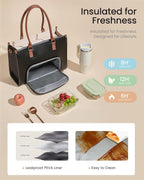 LOVEVOOK Laptop Lunch Bag for Women 15.6 Inch, Waterproof Tote Purse with Cup Holder & Elegant Clutch