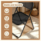 JPBSTO Folding Chairs, 300lb Capacity Steel Frame, Foldable for Indoor Outdoor Party,2-Pack,All Black