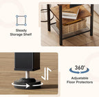 DUMOS 15.7" Small Side Table Set of 2 with Charging Station, End Table with Outlets & USB Ports, 3-Tier Adjustable Nightstand for Living Room, Bedroom, Small Spaces, Record Player Stand, Rustic Brown