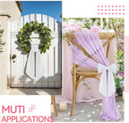 2 Pcs Scalloped Wreath Sash for Front Door Ruffle Wreath Ribbon for Yard Porch Garland Home Decor(White)