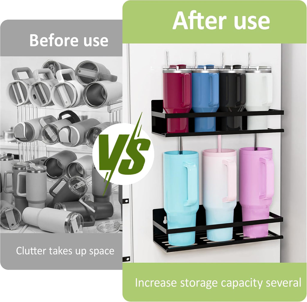 SMRCAD 4 Pack Magnetic Water Bottle Holder for Refrigerator,Stanley Cups Storage Holder Tumbler Organizer Fits 20/30/40 oz for Any Metal Surface No Drilling Needed
