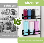 SMRCAD 4 Pack Magnetic Water Bottle Holder for Refrigerator,Stanley Cups Storage Holder Tumbler Organizer Fits 20/30/40 oz for Any Metal Surface No Drilling Needed