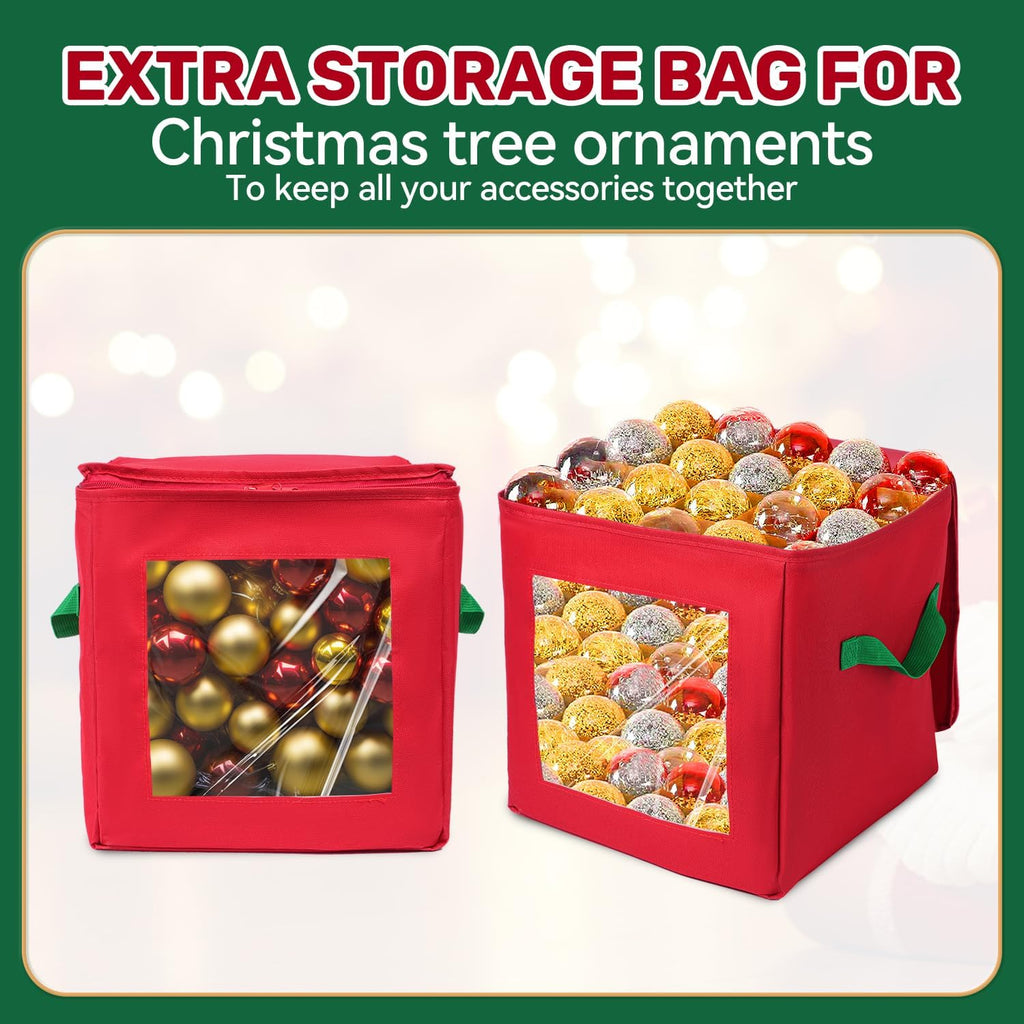 Christmas Tree Storage Bag, 7.5Ft Christmas Tree Bag 2 Piece Set Includes a Storage Bags for Xmas Decorations, Reinforced Handles & Sleek Dual Zipper Waterproof Xmas Tree Bag