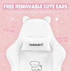 Vigosit White Dog Gaming Chair - Kawaii Design for Competitive Gamers & Adults, Ergonomic High Back with Lumbar Support, 310lbs Capacity