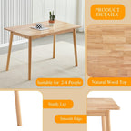 5-Piece Solid Wood Dining Table and Chairs Set for 4, Modern Wood Kitchen Table Set Kitchen Table with 4 Wooden Dining Chairs Set for Small Space