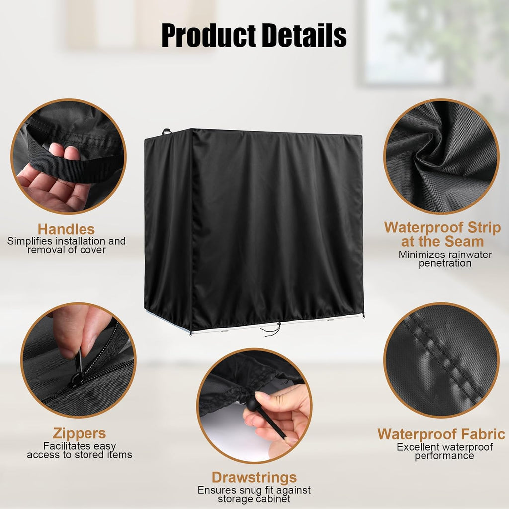 Kasla Storage Cabinet Cover, Outdoor Chest Storage Waterproof Cover, Weatherproof Cabinets Covers for Kitchen Patio Garden Backyard (32"L×33"W×43"H)