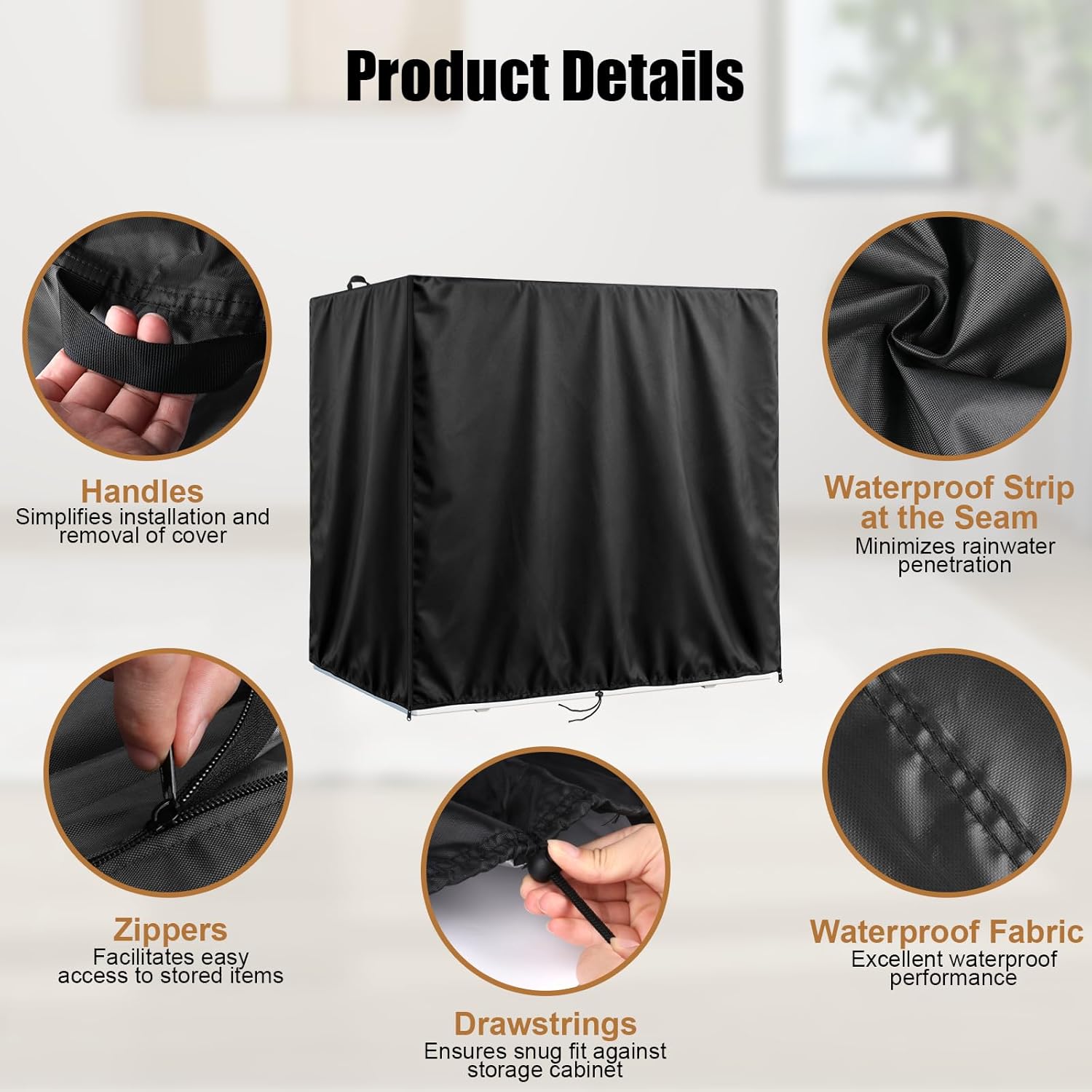 Kasla Storage Cabinet Cover, Outdoor Chest Storage Waterproof Cover, Weatherproof Cabinets Covers for Kitchen Patio Garden Backyard (32"L×33"W×43"H)