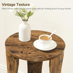 YATINEY Round Side Table, 3-Tier Wooden End Table with Storage Shelves, Accent Table for Small Spaces, Nightstand for Living Room, Bedroom, Rustic Brown ET15BR
