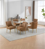 Dining Room Chair Faux Leather Vanity Chairs Set of 4 Mid-Century with Metal Legs Upholstered PU Leather Luxury Accent Chairs Living Room Restaurant(Brown)