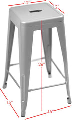 Sunjoy Group (#S-DNC1267PST) Stackable Metal Barstool, Silver, 26", Pack of 2