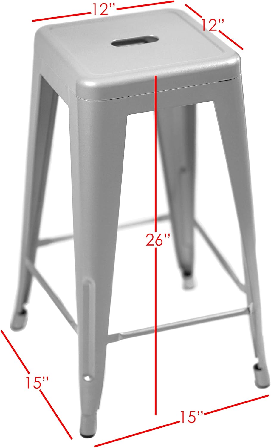 Sunjoy Group (#S-DNC1267PST) Stackable Metal Barstool, Silver, 26", Pack of 2