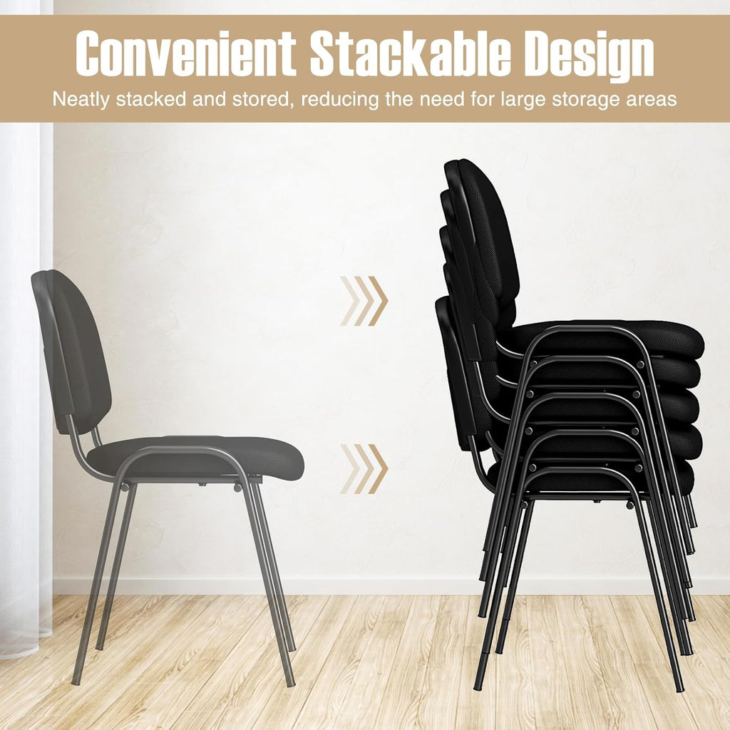 COSTWAY Guest Reception Chairs Set of 10, Stackable Conference Chairs with Upholstered Seat & Ergonomic Back, Waiting Room Chairs for Office, Reception Room, Conference Room, Events