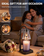 Candle Warmer Lamp with Timer, Dimmable Wax Melt Lamp for Jar Candles, Lightweight Polycarbonate (PC) Shade Lamps Adjustable Height, Modern Electric Warmer Home Decor, Gifts for Mom Fathers 2 Bulbs