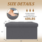Folding Ottoman with Storage Bench,Storage Ottoman Bench,30 Inches Ottoman Foot Rest,End of Bed Bench,Support 660LBS Foot Rest Stool for Living Room,Bedroom,Home Office,Dark Gray（30Wx15Dx15H