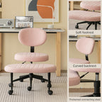 Ergonomic Cross Legged Office Chair with ADHD Chair, Height Adjustable Meditation Chair with 360° Swivel Footstool, with Lumbar Support, Kneeling Chair Yoga Stool for Home Office (Pink- Velvet)