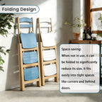 Wooden Folding Step Stool Chair, Solid Pine Wood 3-Step Ladder Stool with Seat, Multi-Purpose Step Chair for Kitchen, Home, Pantry or Bar Use(Wooden)