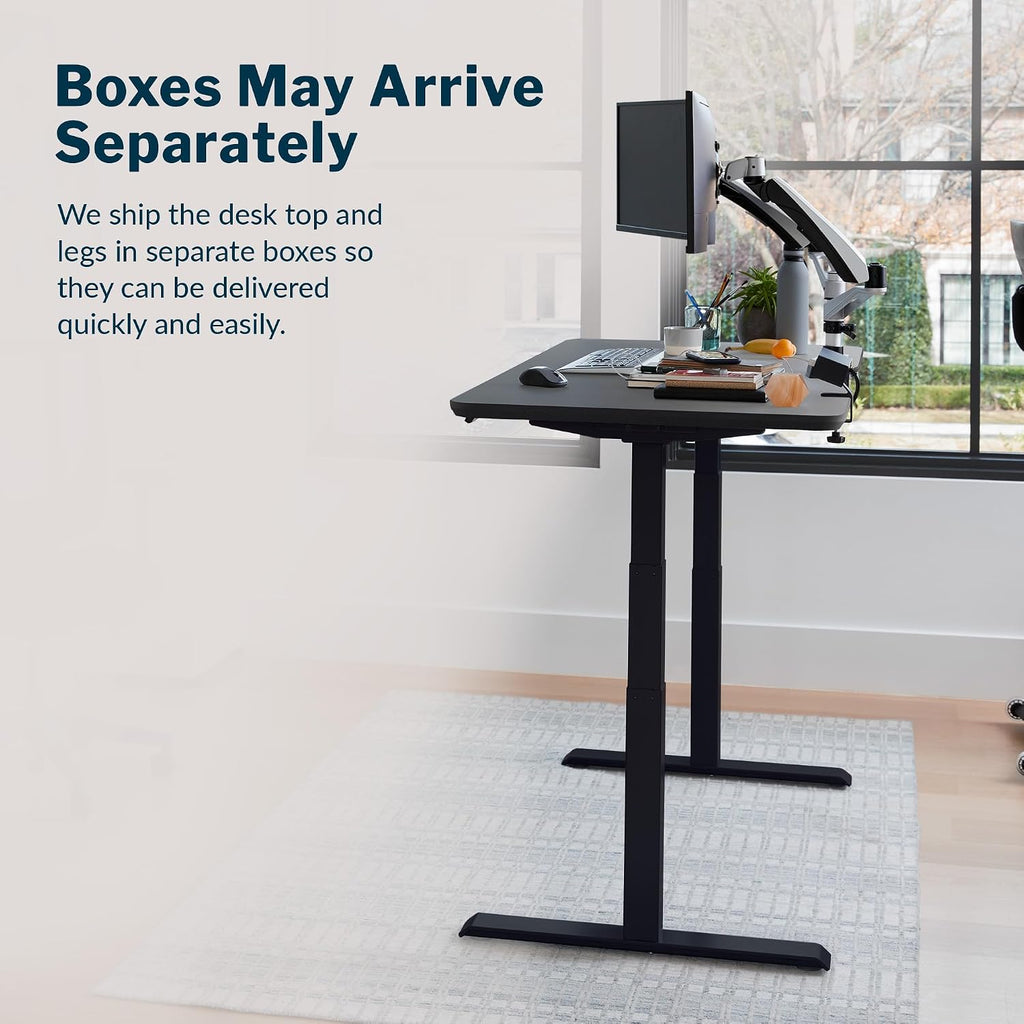 Vari Classic Electric Standing Desk - VariDesk Height Adjustable Sit/Stand Desk - Dual Motor with Memory Presets, Stable T-Style Legs - Gaming or Home Office Workstation - 60”x30”, Black/Black