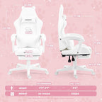 Vigosit White Dog Gaming Chair - Kawaii Design for Competitive Gamers & Adults, Ergonomic High Back with Lumbar Support, 310lbs Capacity