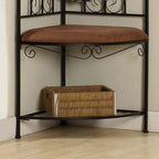 Kings Brand Black Metal Corner Entryway Hallway Rack with Bench & 6 Hooks