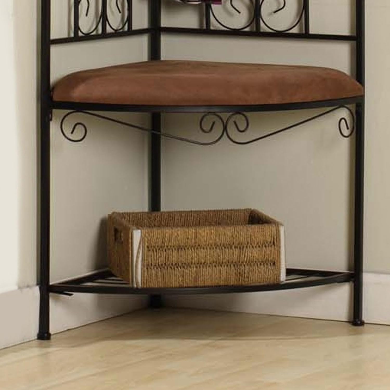 Kings Brand Black Metal Corner Entryway Hallway Rack with Bench & 6 Hooks