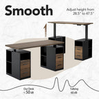 HUANUO 55" Standing Desk with Drawers, Executive Electric Height Adjustable Stand Up Desk with Storage, Black Walnut