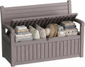 80 Gallon Outdoor Storage Bench Spacious Storage Box Waterproof Resin Deck Box Lockable for Patio, Garden, Livig Room & Outdoor Spaces（Grey）