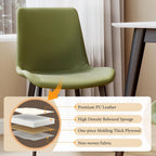 Modern Dining Chairs Set of 8, PU Leather Upholstered Dinner Chairs with Sturdy Metal Legs and Comfort Backrest, Armless Accent Side Chairs for Home Kitchen, Living Room (Green)