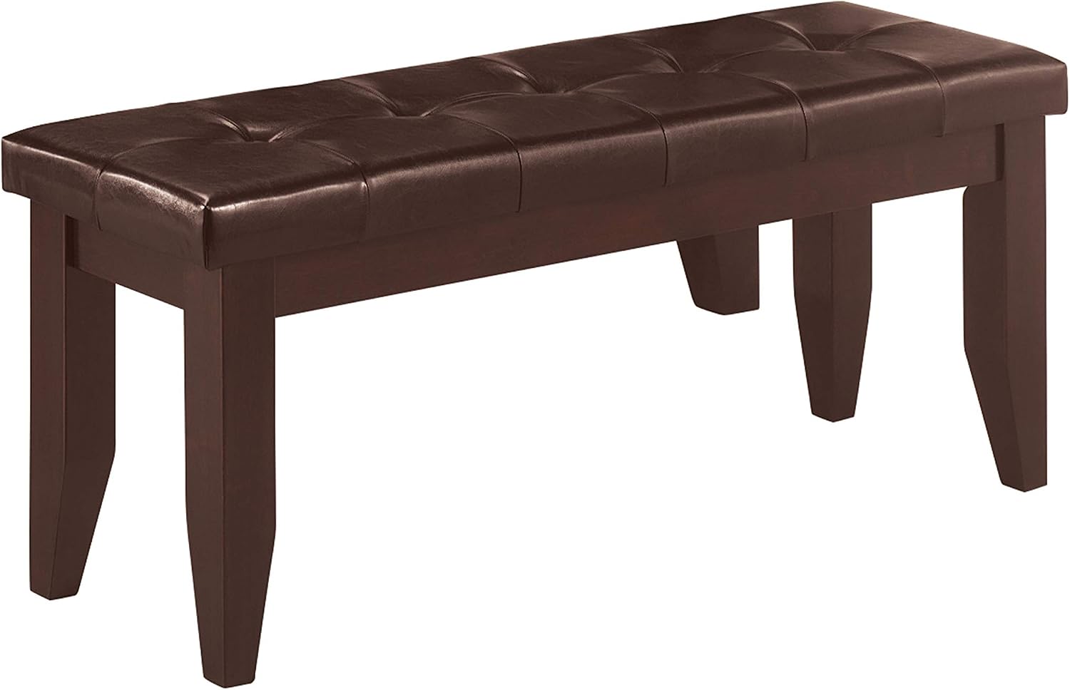 Coaster Home Furnishings - Dalila - 47-Inch Upholstered Wood Dining Bench - Tufted Leatherette Seat, Sturdy Legs - Dining Room, Kitchen - Cappuccino & Black - 102723