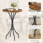 CHOEZON Bar Table, Round High Top Table, Home Counter Height Table, for Kitchen, Pub, Bistro, Living Room, Meeting Room, Rustic Brown and Black TBT06BF