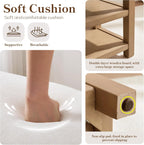 Zihanhome 2 Tier Shoe Rack Bench with Cushion, Solid Wood Shoe Benches, Mid-Century Modern Shoe Storage Bench for Entryway, Hallway, Living Room, Closet, Front Door Entrance, (Beige, 39.4")