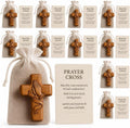 Usyios 10 Pack Prayer Cross Set, Acrylic Worry Crosses with Cards and Mesh Bags, Comfort for Stress and Anxiety Relief, Pocket Gift