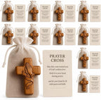 Usyios 10 Pack Prayer Cross Set, Acrylic Worry Crosses with Cards and Mesh Bags, Comfort for Stress and Anxiety Relief, Pocket Gift