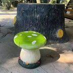 Small Mushroom Shape Ottoman, Outdoor Garden Resin Decorative Mushroom Stool, Resin Creative Sculpture Decoration, Patio Decor(Green)