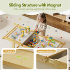 Kids Train Table with Storage, 5 in 1 Bamboo Activity Table for Building Blocks, Wooden Play Desk for Toddlers Ages 3-10, Multi-Functional Kids Table for Art, Drawing, Learning and Dining
