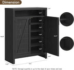 ONBRILL 6-Tier Shoe Cabinet with Doors, Farmhouse Shoe Storage Cabinet with Adjustable Shelves, Large Capacity Wooden Shoe Rack Organizer for Entryway, Hallway, Living Room (Black)