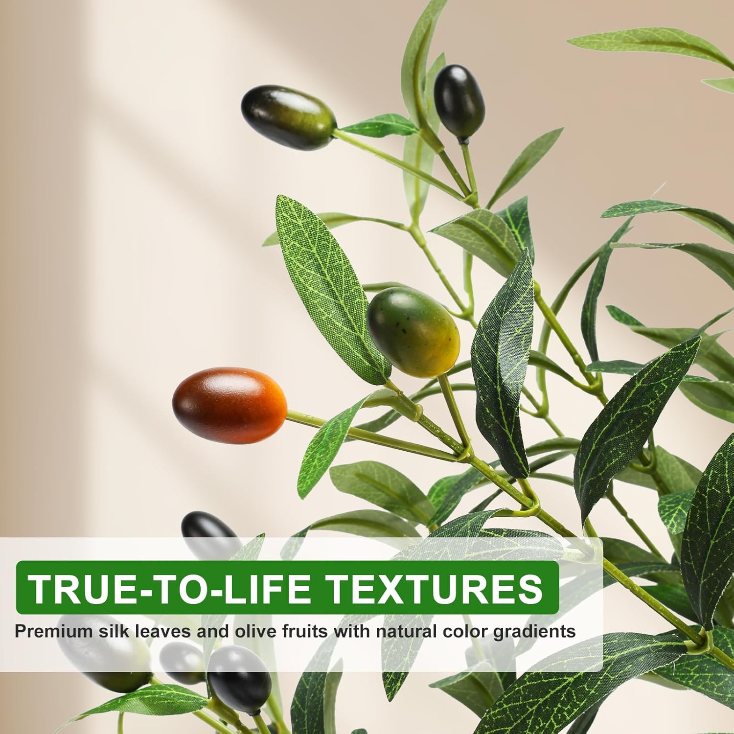 TNELTUEB 6FT Artificial Olive Tree Indoor with Lights & Planter, Realistic Faux Olive Trees with Lifelike Fruits for Living Room Decor, Tall Fake Silk Plants for Modern Home Office